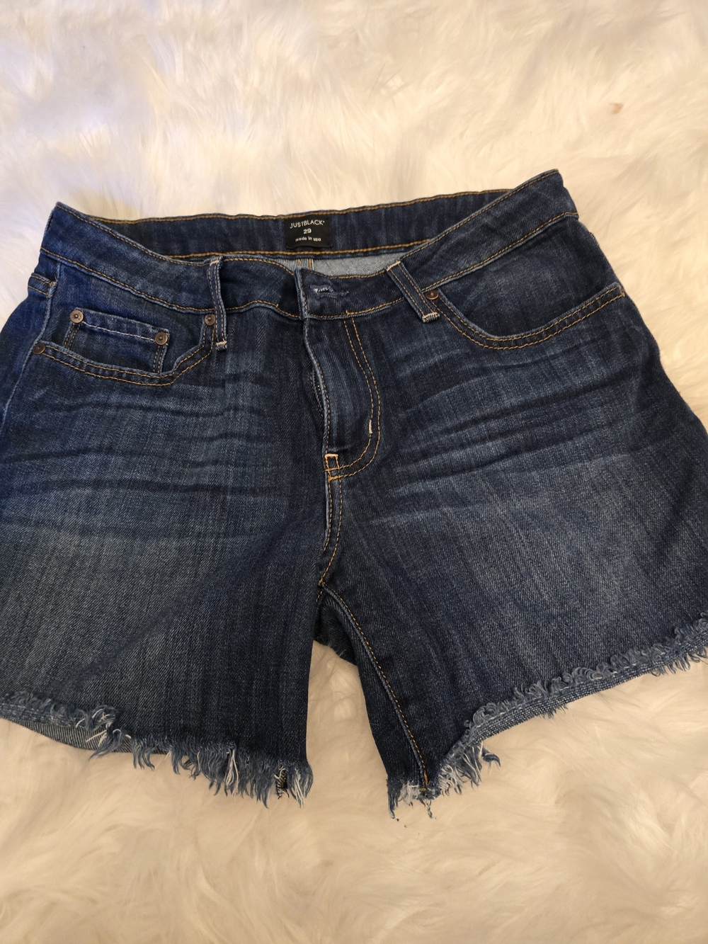 Just Black Indigo Denim Cutoff Shorts - Dark Blue